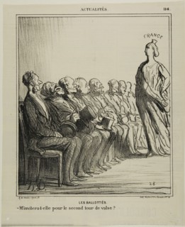 Run-Off Elections., Will she invite me for a second waltz?, plate 114 from Actualités, 1869, Honoré
