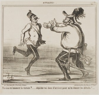 Are you coming to announce victory?… hurry up and give me the details!…., plate 77 from Actualités,