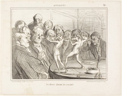 The Aztecs before the scientists, plate 211 from Actualités, 1855, Honoré Victorin Daumier, French,