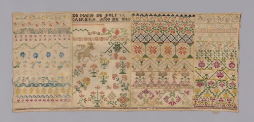 Sampler, 1840, Mexico, México, 38.8 x 88.6 cm (15 1/4 x 34 7/8 in.)