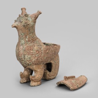 Bird-Shaped Container (zun), Late Shang dynasty (13th century–1046 B.C.), China, Bronze, H: 6 1/4"