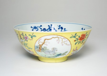 Bowl with Six Goats, Qing dynasty (1644–1911), Daoquang reign mark and period (1821–1850), China,