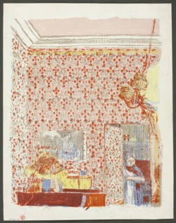 Interior with Pink Wallpaper I, plate five from Landscapes and Interiors, 1899, Edouard Vuillard