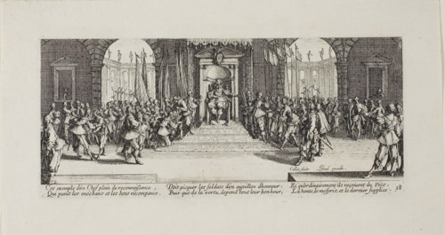 Distribution of Rewards, plate eighteen from The Miseries of War, 1633, Jacques Callot (French,