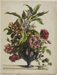Vase of Flowers, 1660, Jean Baptiste Monnoyer, French, 1636-1699, France, Etching in black, with