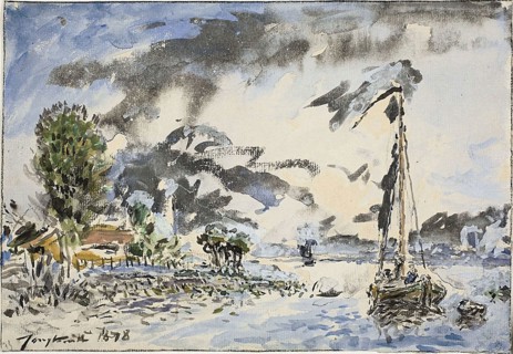 Fishing Boat, 1878, Johan Barthold Jongkind, Dutch, 1819-1891, Holland, Watercolor and gouache,