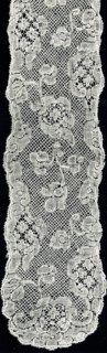 Lappet, 1740s/50s, France, Linen, bobbin straight lace of a type known as "Valenciennes" with a