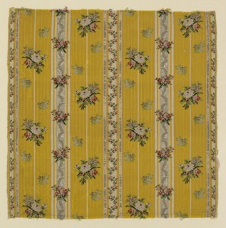 Fragment, 1770/80, France, Silk, silvered-metal strips, and silvered-metal-strip-wrapped silk