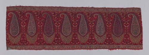 Shawl Border Fragment, c. 1820, India, India, Wool, double interlocking 2:2 'S' twill tapestry