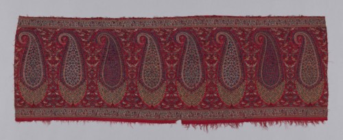 Shawl Border Fragment, c. 1820, India, India, Wool, double interlocking 2:2 'S' twill tapestry