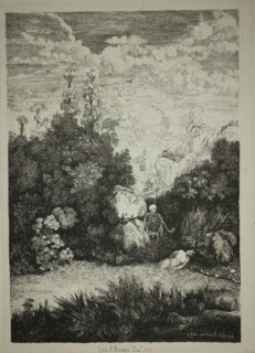 Bathing Woman and Death, 1857, Rodolphe Bresdin, French, 1825-1885, France, Lithograph (etching