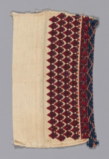 Fragment (From a Border), 19th century, Greece, Attica, Attica, Cotton, plain weave, embroidered