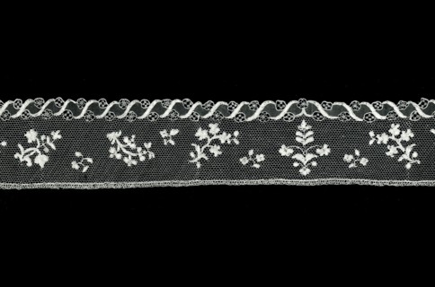 Border, 1780s/90s, France, Linen, needle lace of a type known as "Point d'Argentan" with