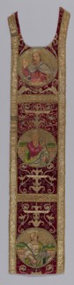 Orphrey Band, 17th century, Italy, Hemp and linen plain weave, appliquéd with silk, broken warp