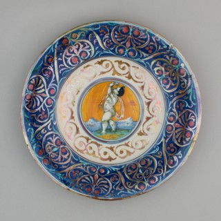 Plate with Cupid, 1530/40, Italian, Gubbio, Attributed to workshop of Giorgio Andreoli, Gubbio,