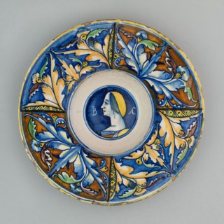 Plate with Female Bust, c. 1525, Italian, possibly Castel Durante, Castel Durante, Tin-glazed