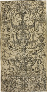 Panel of Ornament with a Birdcage, c. 1507, Nicoletto da Modena, Italian, active c. 1500-c. 1520,