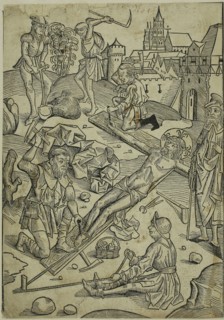 Christ Nailed to the Cross, page 85 from the Treasury (Schatzbehalter), 1491, Michael Wolgemut and