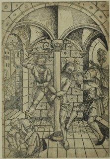 The Scourging of Christ (verso), The Israelites Enslaved in Egypt (recto), pages 70 and 69, from