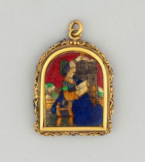 Reliquary Pendant of Saint Barbara, c. 1500, French or Netherlandish, France, Gold and enamel, 3.5
