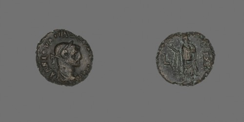 Coin Portraying Emperor Maximianus, AD 286/287, Roman, Alexandria, Billon, Diam. 2.0 cm, 7.07 g