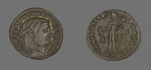 As (Coin) Portraying Emperor Galerius, AD 305/311, Roman, minted in Alexandria, Egypt, Ancient