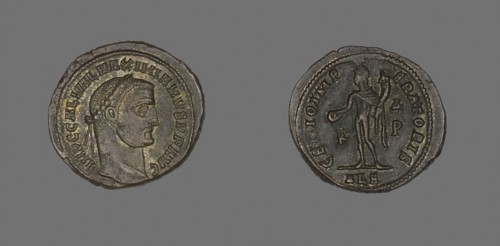 As (Coin) Potraying Emperor Galerius, AD 305/311, Roman, minted in Alexandria, Egypt, Ancient