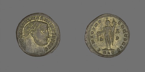 As (Coin) Portraying Emperor Galerius, AD 305/311, Roman, minted in Alexandria, Egypt, Ancient
