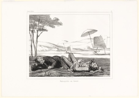 Landscape painters at work, 1862, Honoré Victorin Daumier, French, 1808-1879, France, Lithograph in