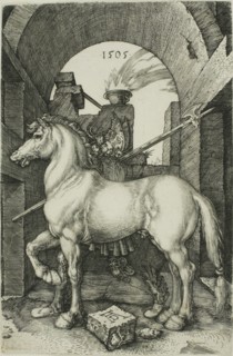 The Small Horse, 1505, Albrecht Dürer, German, 1471-1528, Germany, Engraving in black on ivory laid