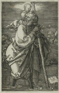 St. Christopher Facing to the Left, 1521, Albrecht Dürer, German, 1471-1528, Germany, Engraving in