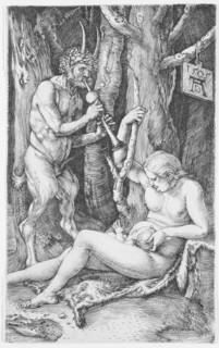 Satyr Family, 1505, Albrecht Dürer, German, 1471-1528, Germany, Engraving in black on off-white