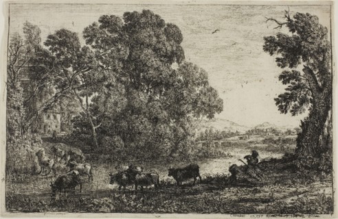 The Cowherd, 1636, Claude Lorrain, French, 1600-1682, France, Etching on ivory laid paper, 126 ×
