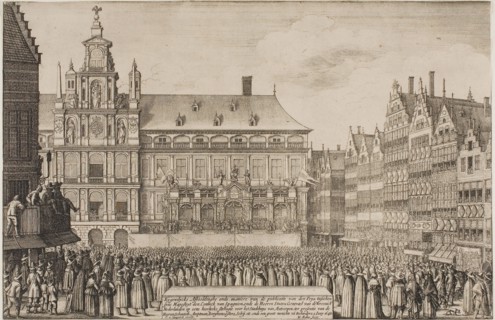 Proclamation of the Treaty of Münster, 1648, Wenceslaus Hollar, Czech, 1607-1677, Bohemia, Etching