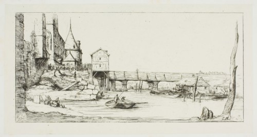 The Footbridge Temporarily Replacing the Pont-au-Change, Paris, After the Fire of 1621, 1860,