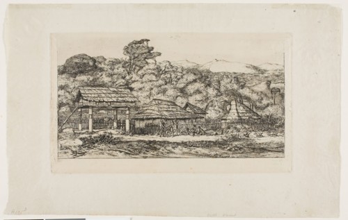 Native Barns and Huts at Akaroa, Banks’ Peninsula, 1845, 1865, Charles Meryon, French, 1821-1868,