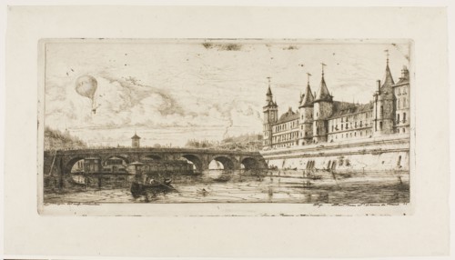 Pont-au-Change, Paris, 1854, Charles Meryon, French, 1821-1868, France, Etching on ivory laid