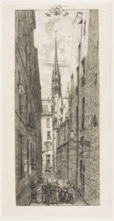 Rue des Chantres, Paris, 1862, Charles Meryon, French, 1821-1868, France, Etching on ivory laid