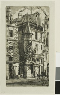 House with a Turret, rue de la Tixéranderie, 1852, Charles Meryon, French, 1821-1868, France,