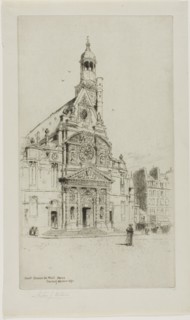 St. Etienne du Mont, Paris, 1890, Charles John Watson, English, 1846-1927, England, Etching in
