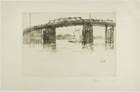 Old Battersea Bridge, 1879, James McNeill Whistler, American, 1834-1903, United States, Etching and