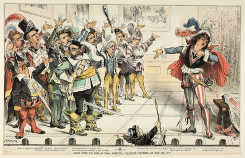 Scene from the New National Operetta, from Puck, 1883, Joseph Keppler, American, 1838-1894, United