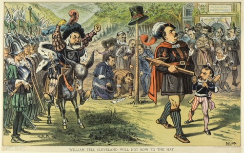 William Tell Cleveland Will Not Bow to the Hat, from Puck, published May 16, 1883, Bernard Gillam