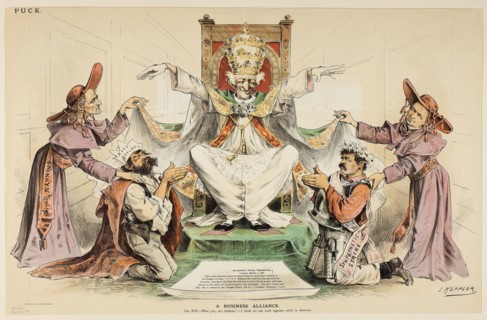 A Business Alliance, 1887, Joseph Keppler, American, 1838-1894, United States, Color lithograph on