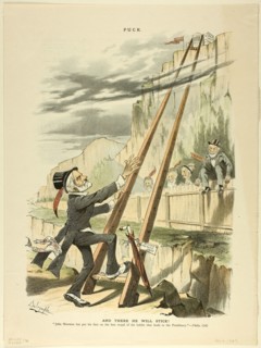 And There He Will Stick!, from Puck, published April 6, 1887, Louis Dalrymple, American, 1865-1905,