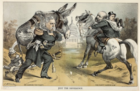 Just the Difference, from Puck, 1880, Joseph Keppler, American, 1838-1894, United States, Color