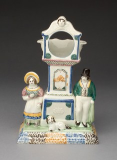 Watch Holder, c. 1830, England, Staffordshire, Staffordshire, Glazed earthenware with polychrome