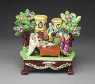 Chimney Ornament: Baptism of Mary, c. 1820, England, Staffordshire, Staffordshire, Glazed