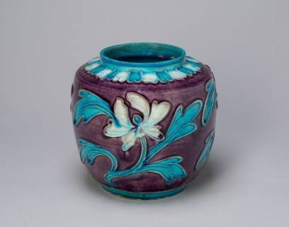 Jar with Peonies and lid, Ming dynasty (1368–1644), 16th century, China, Fahua ware, stoneware with