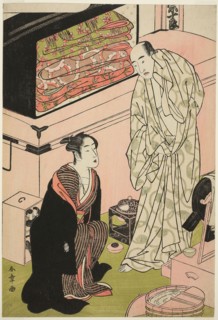 The Actor Sawamura Sojuro III (right), in His Dressing Room in Conversation with the Actor Segawa